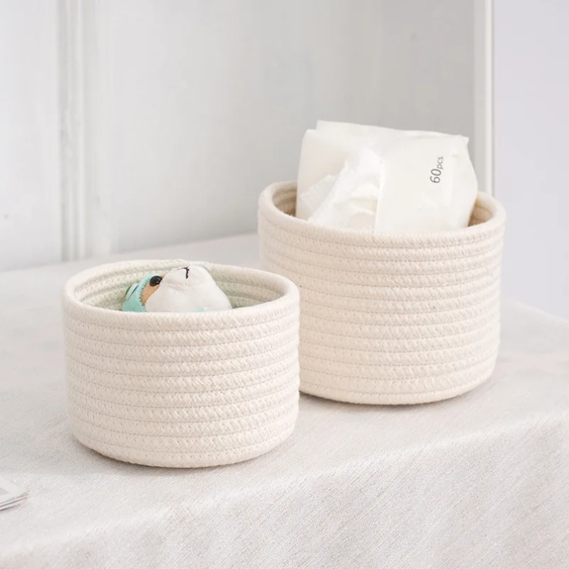 Woven Basket Set - سلة تخزين مصنوعة يدويًا من حبل