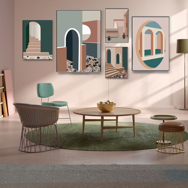 Interior Design Build - الرجعية Morandi بناء قماش الفن أنيمي