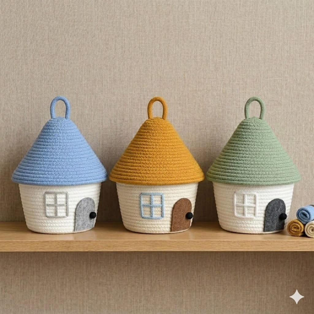 سلة تخزين منسوجة من حبل القطن  - مراجعة Woven Basket Set وسعره